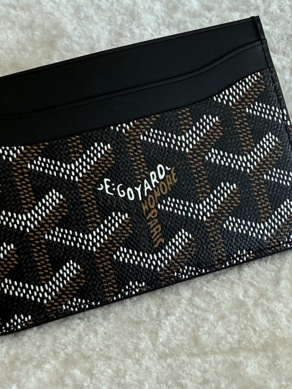 Goyard Saint Sulpice Card Holder Black Goyardine canvas with leather accents